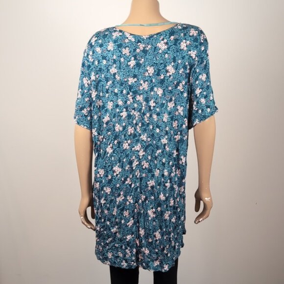 Joe Fresh Floral Tunic Top Womens Plus Size 3X Green Short Sleeve Tshirt - Picture 5 of 10